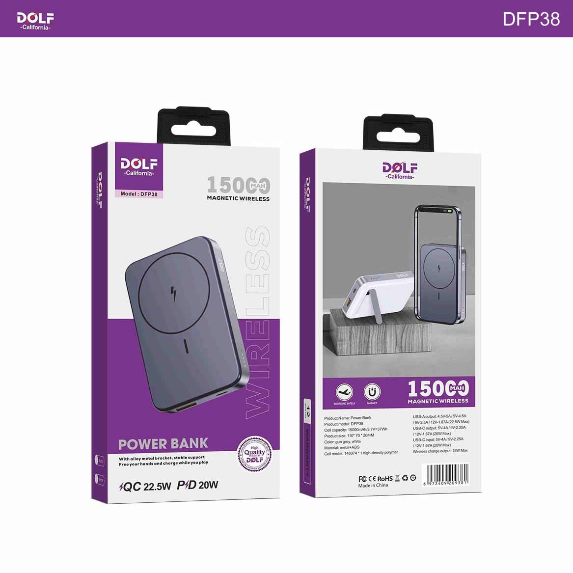 Powerbank Dolf 15000 Mah  20w Pd Dfp38